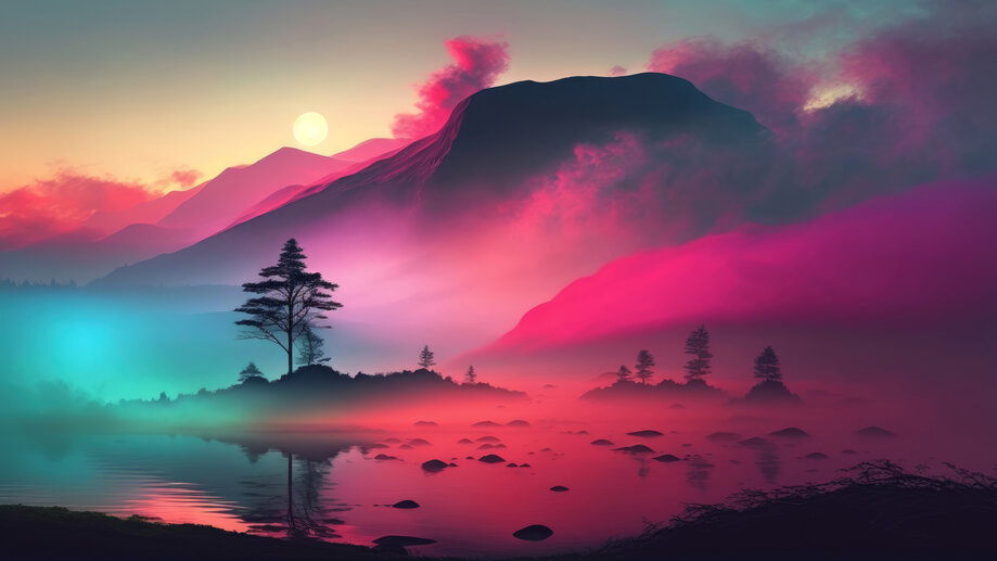 Sunset Synthwave Retrowave Palm Tree Mountain 4K Wallpaper iPhone HD Phone  #7051k