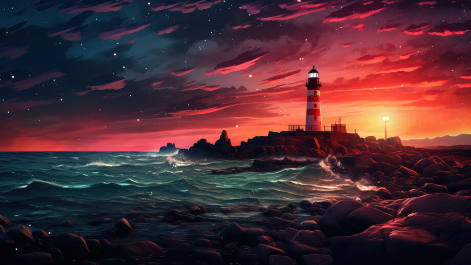 Lighthouse Sunset Scenery 4K #3261m Wallpaper PC Desktop