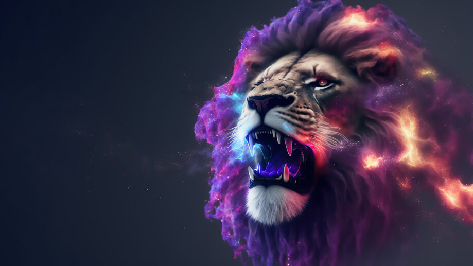 Lion Roar Colorful Art 4K #6141k Wallpaper PC Desktop