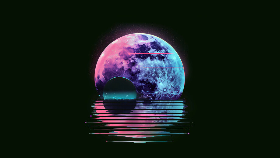 Moon Retrowave 4K 8K #8433a Wallpaper iPhone Phone