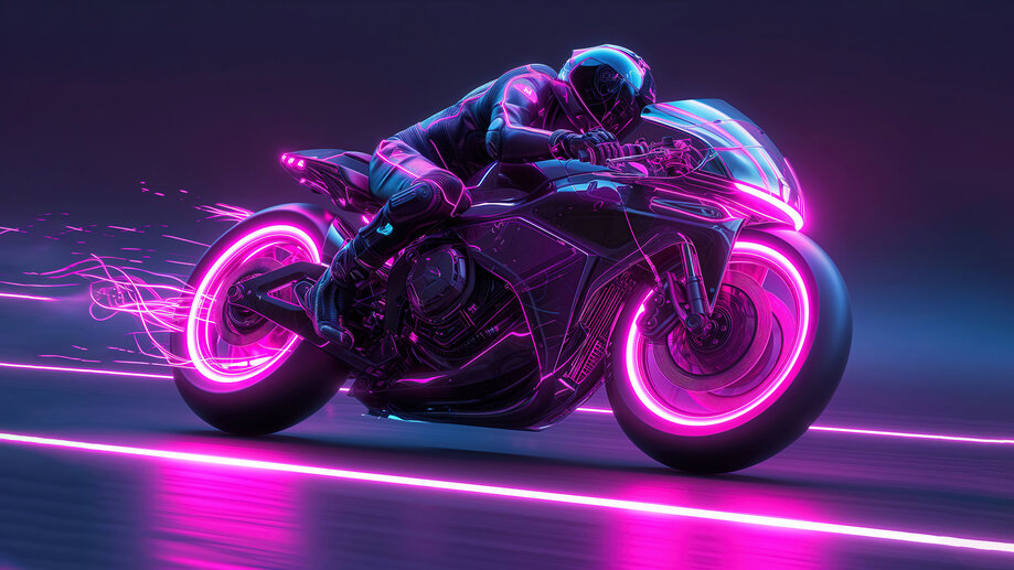 Motorcycle Ride Neon 4K #1173a Wallpaper PC Desktop