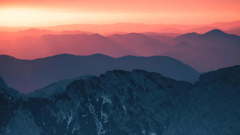 Mountain Range Sunset Dusk 4K 8K #4470f Wallpaper PC Desktop