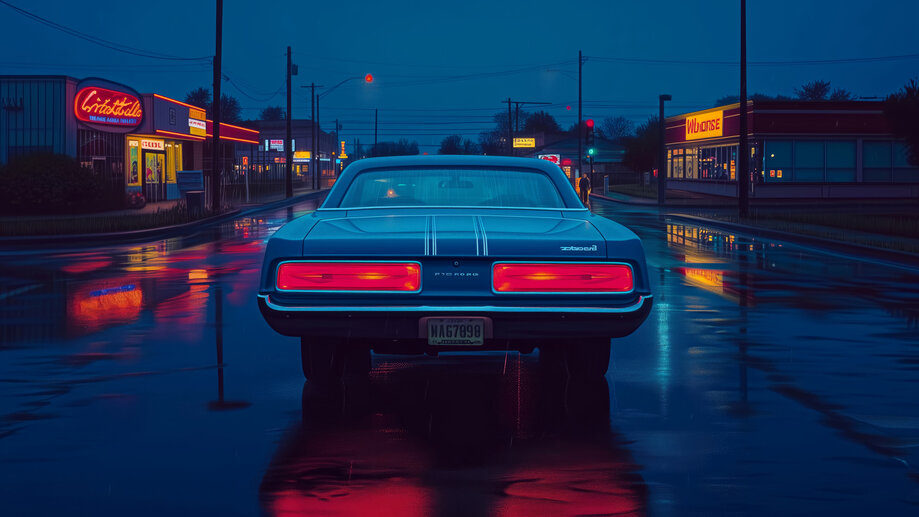 Muscle Car Night Road 4K #250j Wallpaper iPhone Phone