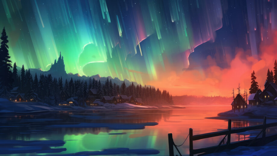 Aurora Borealis Moon Night Wallpaper 4K #8.3188