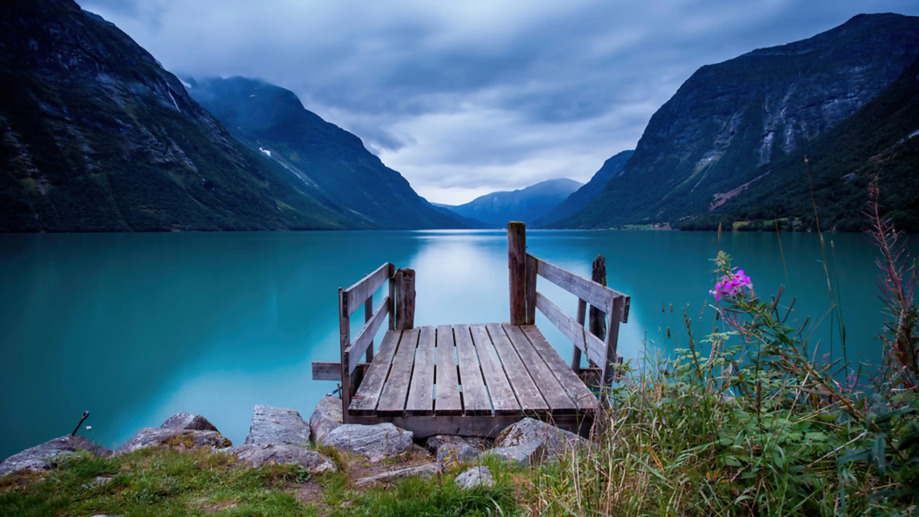 Norway Lake Bridge Mountain 4K #2710f Wallpaper PC Desktop