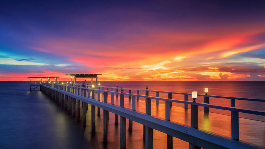 Ocean Sea Wooden Pier Bridge 4K #4600f Wallpaper PC Desktop