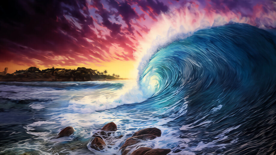 Ocean Waves Sunset 4K #3030j Wallpaper iPhone Phone