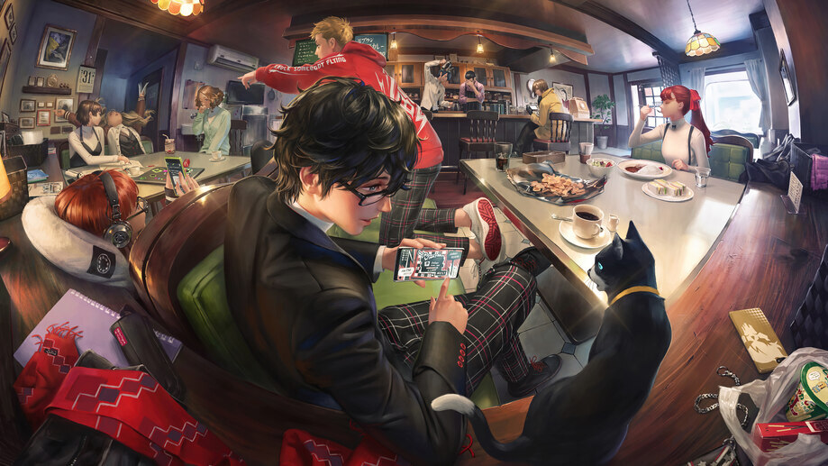 Persona 5 Cafe Game Characters 4K #5080e Wallpaper PC Desktop