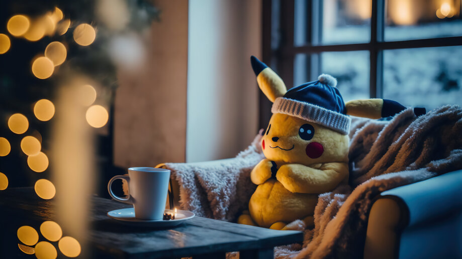 Pickachu Winter Christmas 4K #9590h Wallpaper PC Desktop