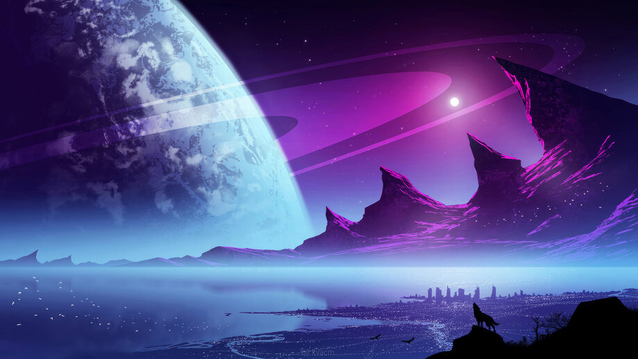 Planet Night Sky City Scenery K A Wallpaper Pc Desktop