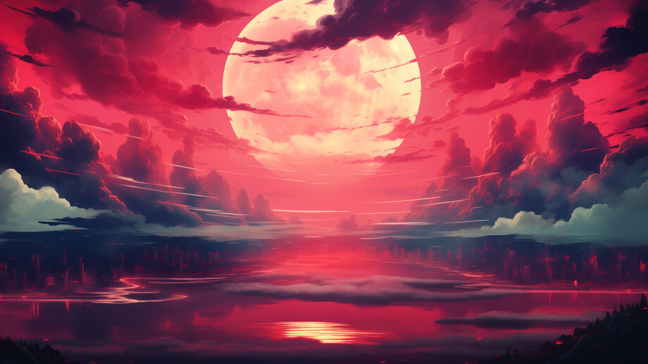 4K Desktop Wallpaper of Sky, Clouds, Red and Night Stock Illustration