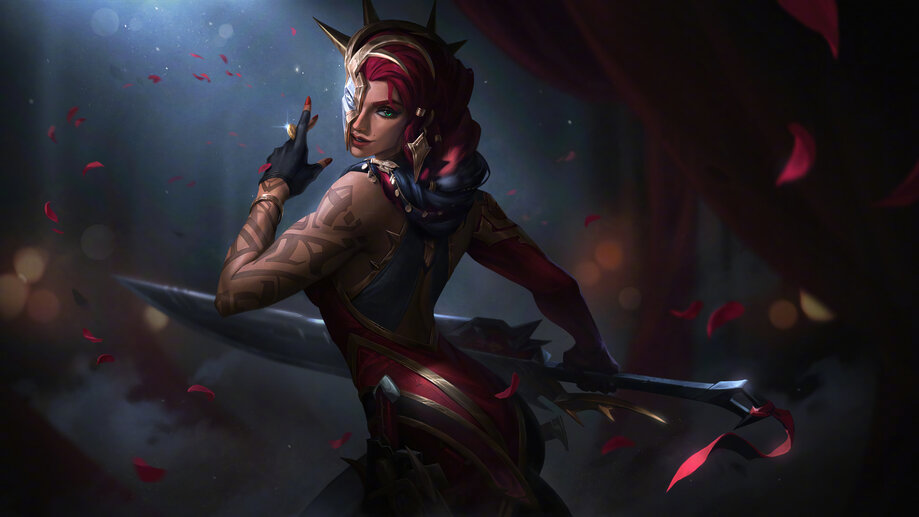 2935a | Samira, Black, Rose, Skin, LoL, Splash Art, 8K Wallpaper PC Desktop