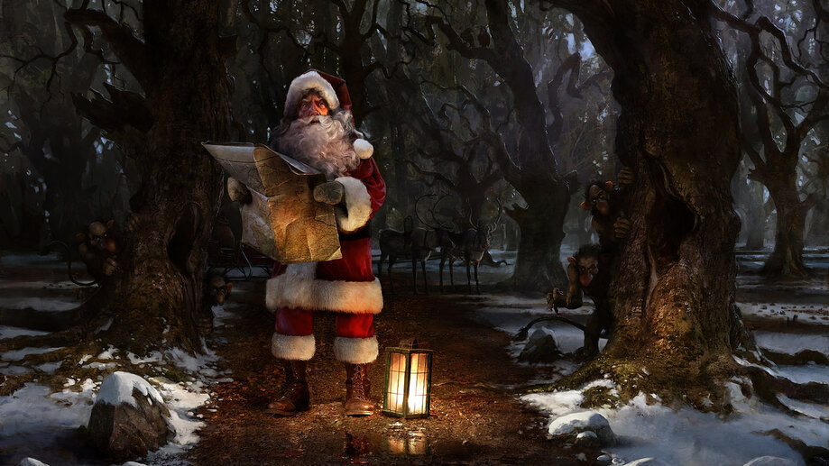 Santa Claus Forest Christmas 4K #8020h Wallpaper PC Desktop