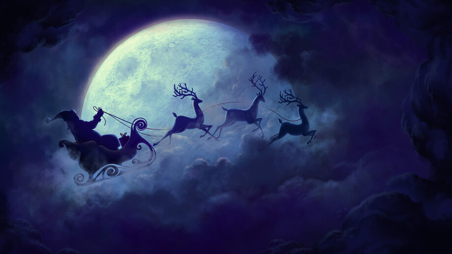 Santa Claus Raindeer Sleigh 4K #4160e Wallpaper PC Desktop