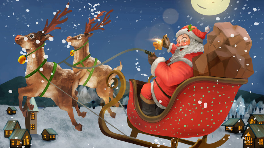 Santa Claus Sleigh Christmas 4K 8K #5740h Wallpaper PC Desktop