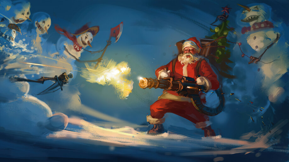 Santa Claus vs Snowman 4K #5860h Wallpaper iPhone Phone