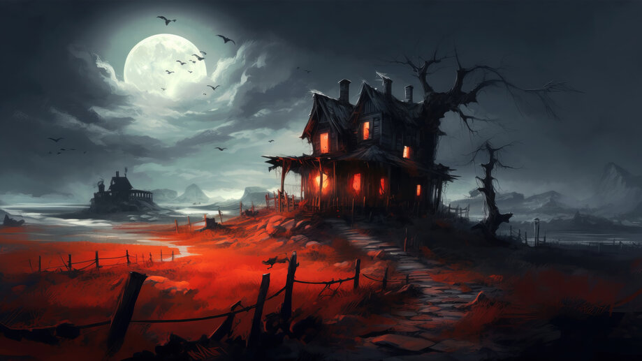 Scary House Halloween Night 4K #8491m Wallpaper PC Desktop