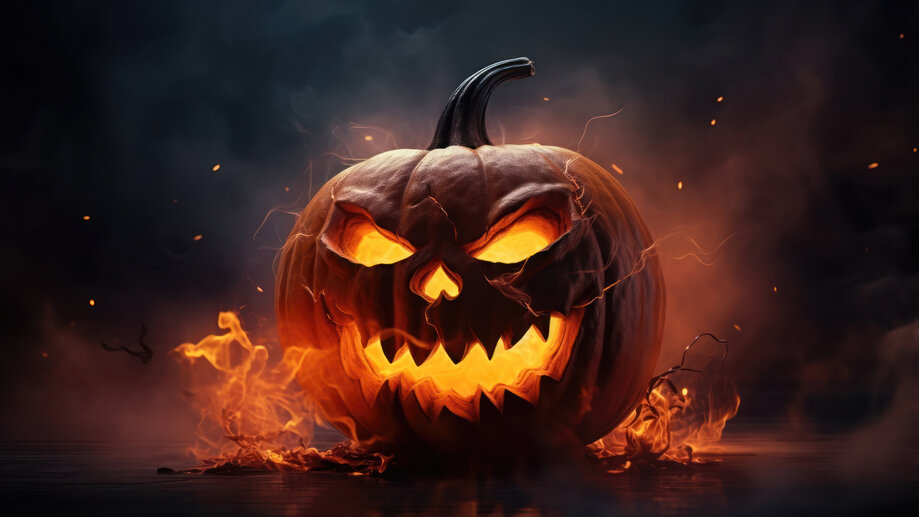 Scary Jack-o-Lantern Pumpkin 4K #7001m Wallpaper PC Desktop