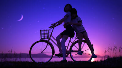 Anime Student Girl Bike Scenery 4K Wallpaper #4.640