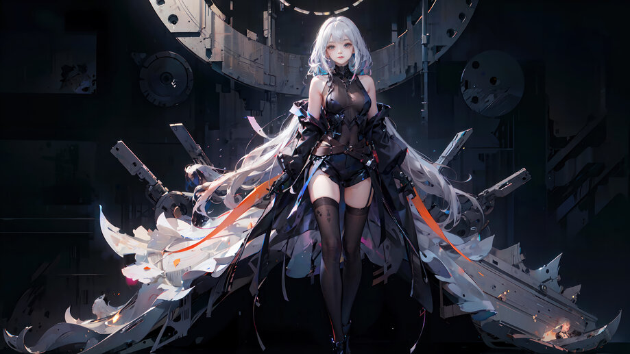 Anime Girl White Hair Katana Fantasy Wallpaper iPhone Phone 4K #1380f