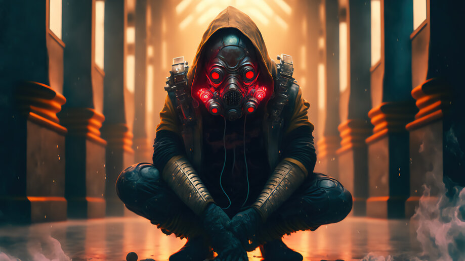 Sci-Fi Assassin Gas Mask 4K #200i Wallpaper iPhone Phone