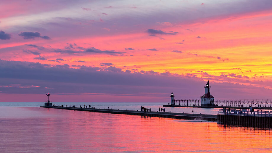 6282b | Sea, Lighthouse, Horizon, Dawn, 4K Wallpaper PC Desktop