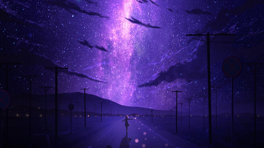 Starry Stars Night Sky Anime 4K Wallpaper iPhone HD Phone #6500f