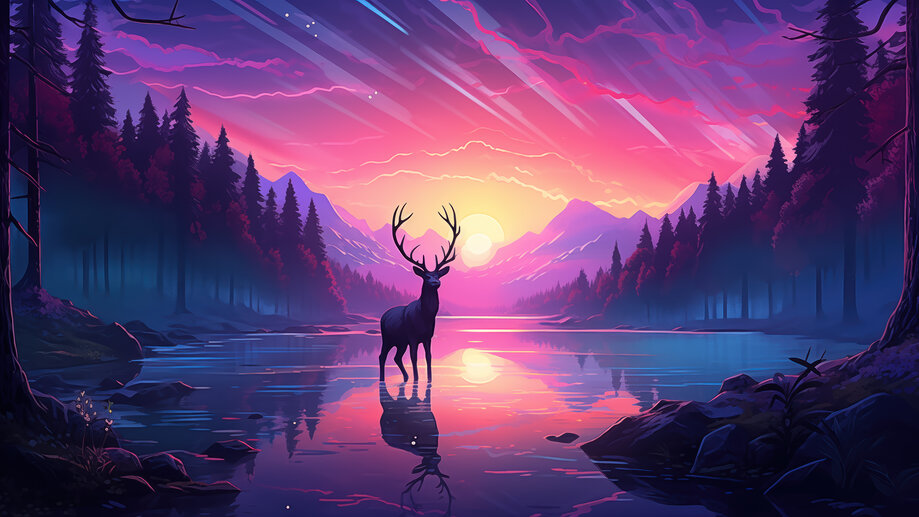 Deer Silhouette Mountain Forest Nature Minimalist 4K Wallpaper iPhone HD  Phone #7011k