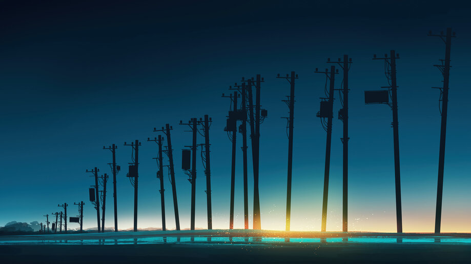 Sunrise Scenery Utility Pole Art 4K #90h Wallpaper PC Desktop