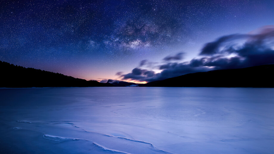 Sunrise Winter Lake Night Sky 4K #2760g Wallpaper PC Desktop