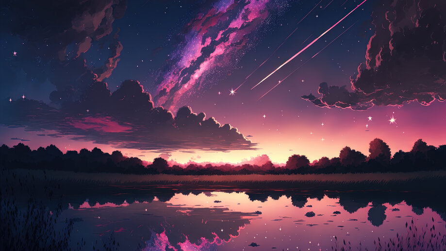 Night Sky Stars Clouds Scenery Landscape Anime 4K Wallpaper iPhone HD Phone  #7680i