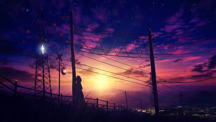 Sunset Anime Girl Silhouette 4K #6480f Wallpaper PC Desktop