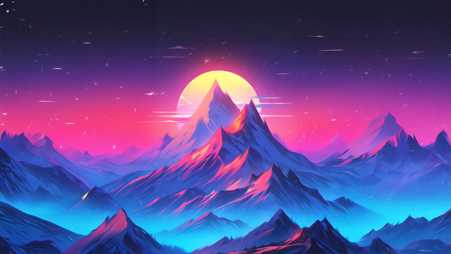 Sunset Mountain Beautiful Art 4K #1831n Wallpaper iPhone Phone