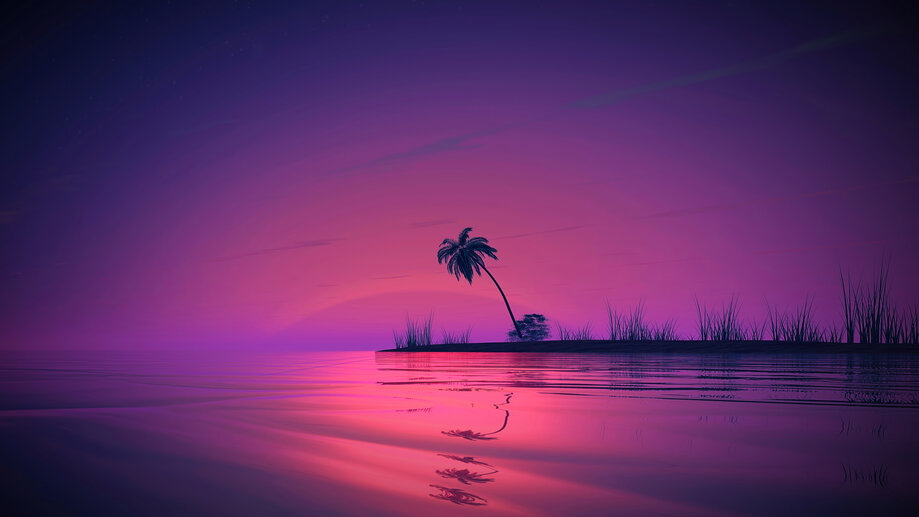 Sunset Synthwave Retrowave Palm Tree Mountain 4K Wallpaper iPhone HD Phone  #7051k