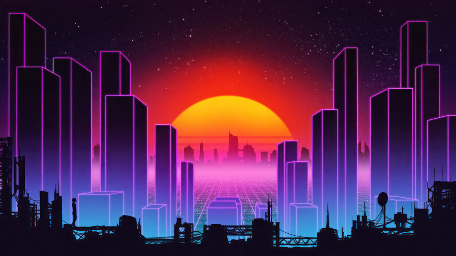 Blue Beetle Retrowave City Sunset Watch