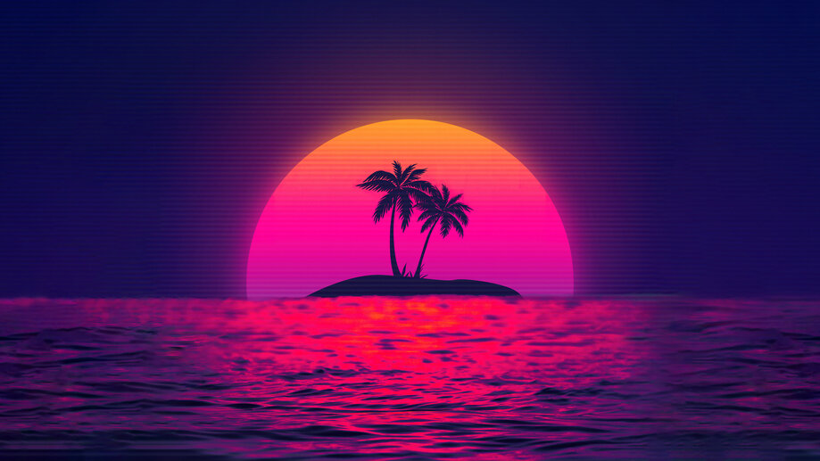 Sunset Retrowave Palm Tree K K A Wallpaper Iphone Phone