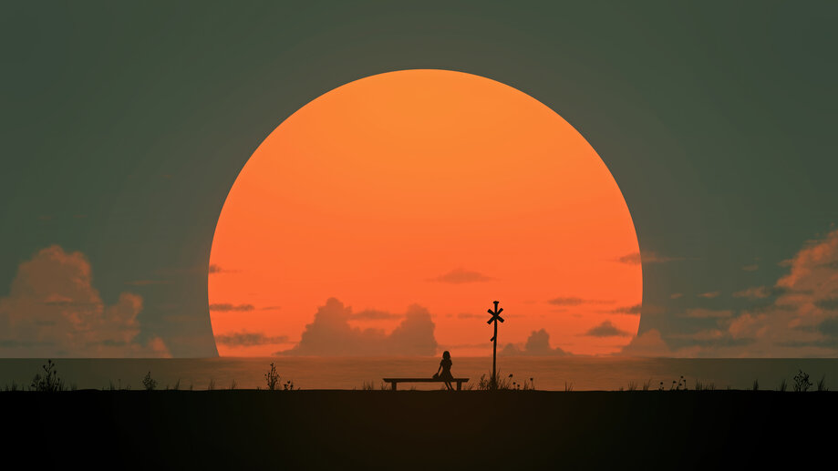 1725b Sunset Scenery Minimalist 8K Wallpaper 4K PC