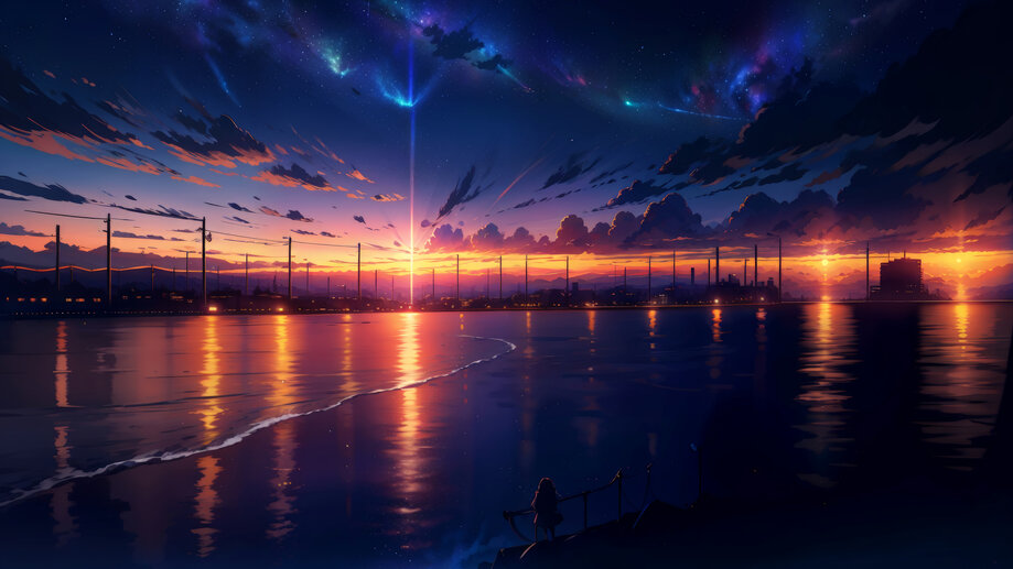 Sunset Scenery Sky Anime 4K #2990j Wallpaper iPhone Phone