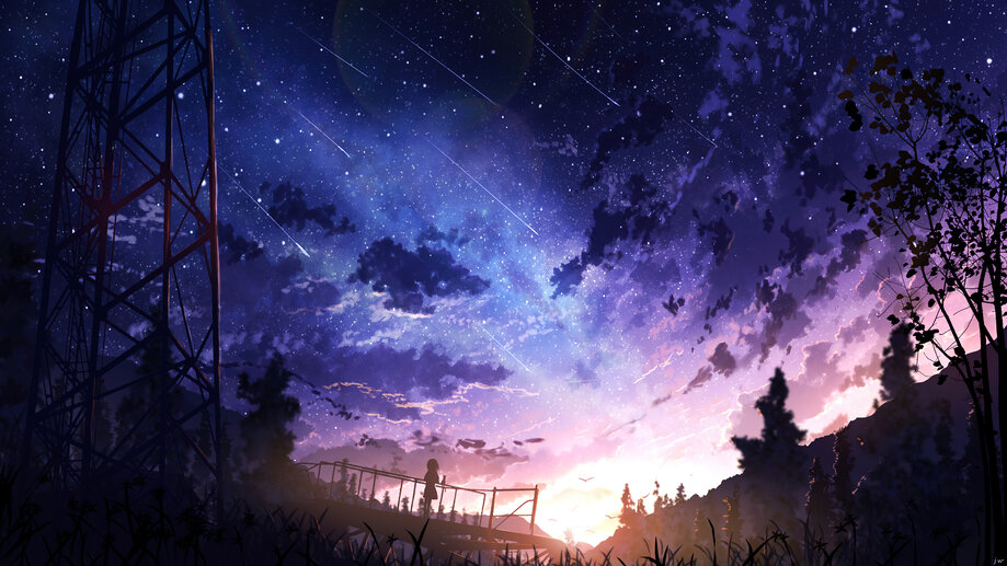 Starry Stars Night Sky Anime 4K Wallpaper iPhone HD Phone #6500f