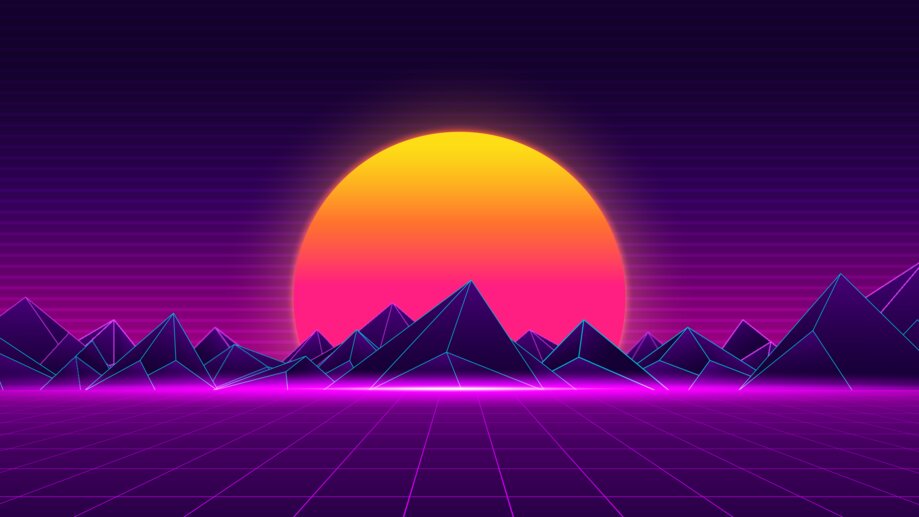 Synthwave Sunset Montain 4K 8K #1881n Wallpaper PC Desktop