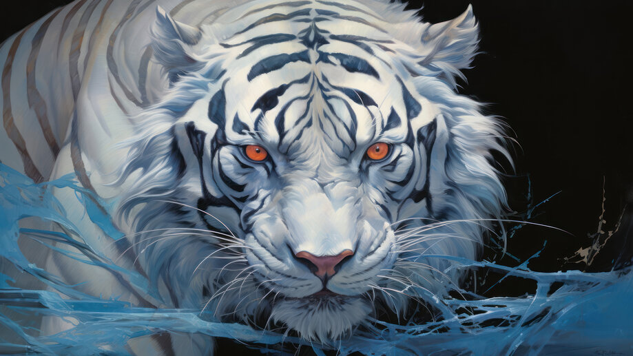 White Tiger Art 4K #7001l Wallpaper PC Desktop