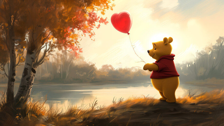 Winnie the Pooh Heart Balloon 4K #2180j Wallpaper iPhone Phone