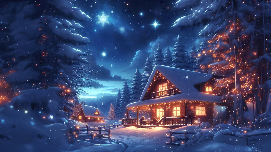 Winter House Snowflake Snowy 4K #2130k Wallpaper PC Desktop