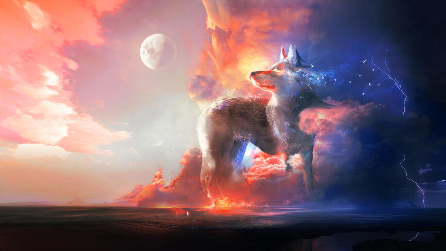 Wolf Fantasy 4K #8123a Wallpaper iPhone Phone